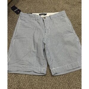 Chaps Shorts Men's 30 Blue‎ White Stripe SEERSUCKER Golf Walking Yacht Casual
